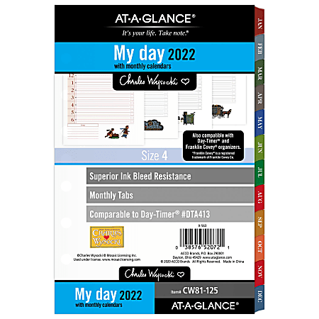 AT-A-GLANCE® Charles Wysocki Daily/Monthly Planner Calendar Refill, Junior-Size, January To December 2022, CW81-125