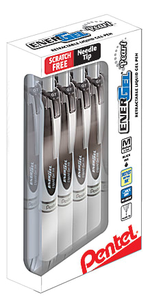 Pentel® EnerGel™ RTX Pearl Pens, Needle Point, 0.7 mm, Pearl Barrel, Black Ink, Pack Of 12 Pens