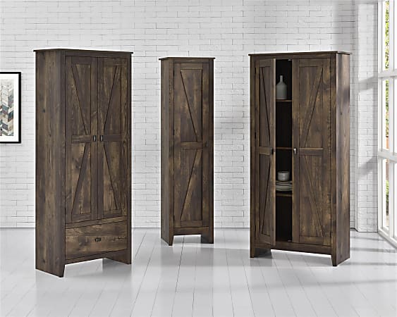 Ameriwood Home Farmington 18 Wide Storage Cabinet 4 Shelves Rustic Woodgrain