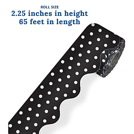 Carson Dellosa Education Rolled Scalloped Borders BlackWhite Polka Dots ...