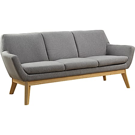 Lorell® Quintessence Upholstered Sofa With Lumbar Support, Gray/Natural