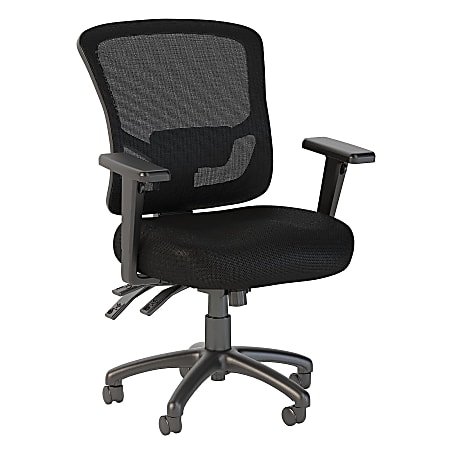 Bush Business Furniture Custom Comfort Mid Back Multifunction Ergonomic Mesh Office Chair, Black, Standard Delivery