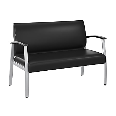 Bush Business Furniture Arrive Waiting Room Loveseat With Arms, Black, Standard Delivery