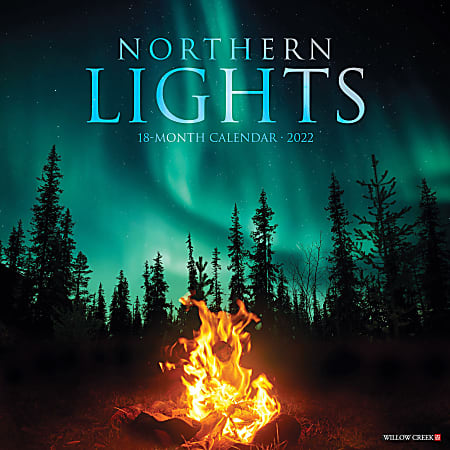 Willow Creek Press Scenic Monthly Wall Calendar, 12" x 12", FSC® Certified, Northern Lights, January To December 2022