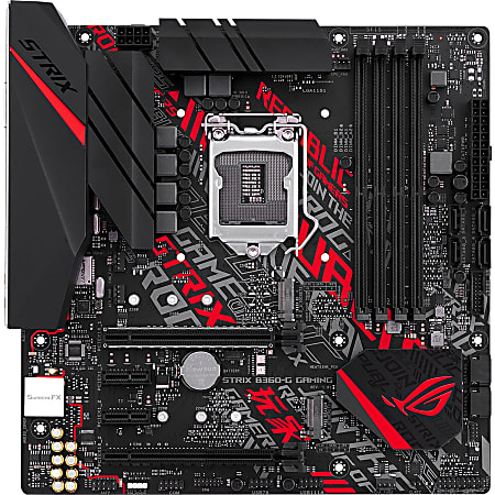 Asus ROG Strix B360-G GAMING Desktop Motherboard - Intel Chipset - Socket H4 LGA-1151 - 64 GB DDR4 SDRAM Maximum RAM - DIMM, UDIMM - 4 x Memory Slots - Gigabit Ethernet - 6 x USB 3.1 Port - HDMI - DVI - 6 x SATA Interfaces