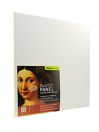 Ampersand Artist Panel Canvas Texture Cradled Profile, 12" x 12", 3/4", Pack Of 2