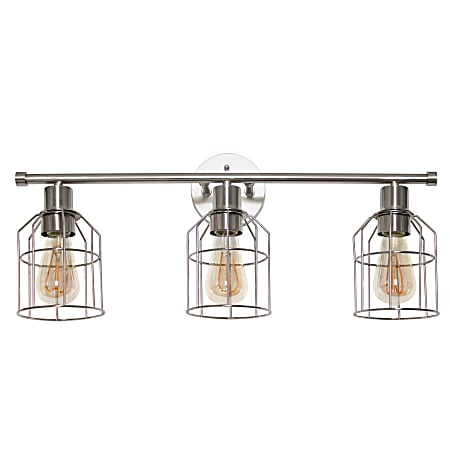 Lalia Home 3-Light Industrial Wired Vanity Light, 6-1/2"W, Brushed Nickel