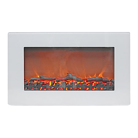 Cambridge® Callisto Wall-Mount Electric Fireplace, With Log Display, White