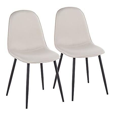 LumiSource Pebble Fabric Chairs, Beige/Black, Set Of 2 Chairs