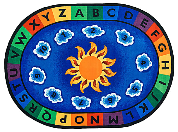Carpets For Kids® Premium Collection Sunny Day Learn & Play Classroom Rug, 4'5" x 5'10", Design 2, Multicolor