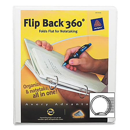 Avery Flip Back 360 Economy View Binders with Round Rings - 1" Binder Capacity - Letter - 8 1/2" x 11" Sheet Size - 175 Sheet Capacity - 3 x Round Ring Fastener(s) - 4 Pocket(s) - Vinyl - Assorted - 12.80 oz - Recycled - 1Each