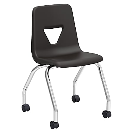 Lorell® Classroom Mobile Chairs, 18"H Seat, Black/Chrome, Set Of 2