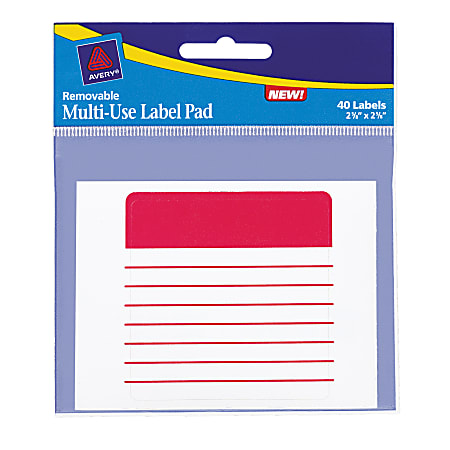 Avery® Removable Adhesive Label Pad, 3" x 4", Assorted Colors, Pack Of 40 Labels