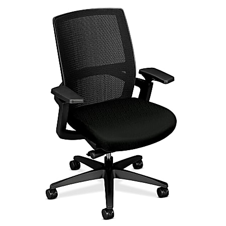 HON® F3™ Ergonomic Stretch-Back Fabric Chair, 42"H x 26 3/4"W x 32"D, Black Frame, Black Fabric