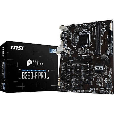 MSI B360-F PRO Desktop Motherboard - Intel Chipset - Socket H4 LGA-1151 - 32 GB DDR4 SDRAM Maximum RAM - DIMM, UDIMM - 2 x Memory Slots - Gigabit Ethernet - 2 x USB 3.1 Port - HDMI - DVI - 4 x SATA Interfaces