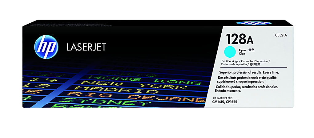 HP 128A Cyan Toner Cartridge, CE321A