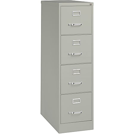 Lorell® Fortress 26-1/2"D Vertical 4-Drawer Letter-Size File Cabinet, Light Gray