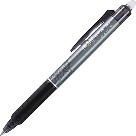 Pilot® FriXion® Ball Clicker Erasable Retractable Gel Pens, Pack of 12, Extra Fine Point, 0.5 mm, Gray Barrel, Black Ink