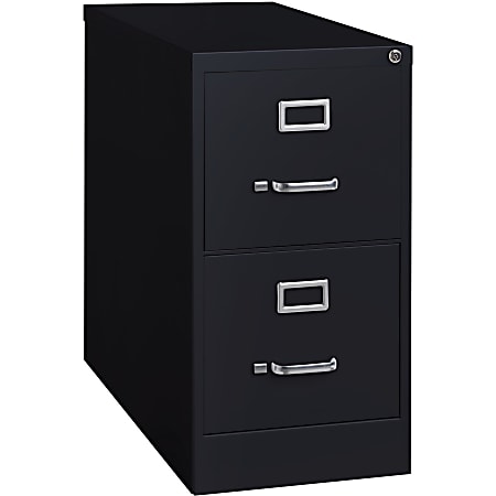 Lorell® Fortress 26-1/2"D Vertical 2-Drawer Letter-Size File Cabinet, Black