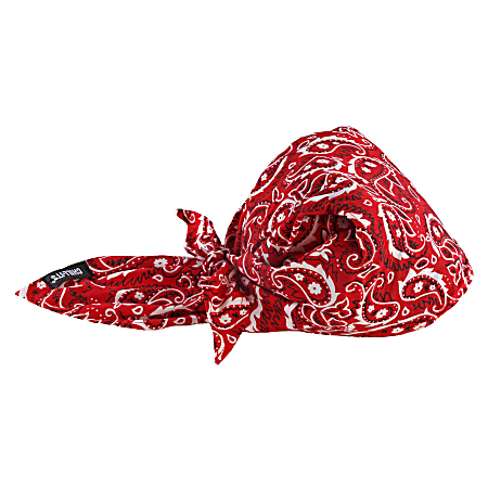 Ergodyne Chill-Its 6710CT Evaporative Cooling Triangle Hats With Cooling Towels, Red Western, Pack Of 6 Hats
