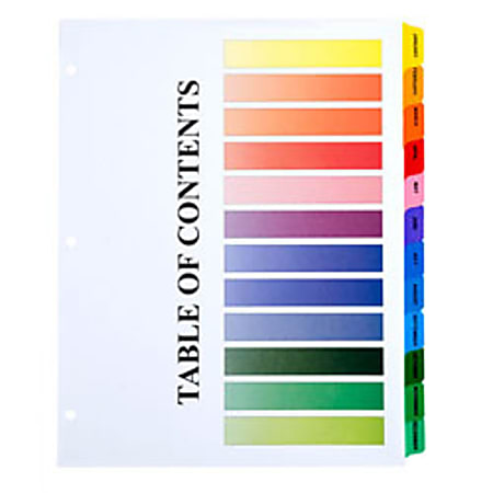 SKILCRAFT 30% Recycled One-Step Index Sheets, Jan-Dec, Letter Size, Assorted Colors, Set Of 12 (AbilityOne 7530-01-368-3490)