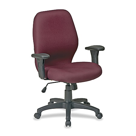 Lorell™ High-Performance Ergonomic Chair, 41 1/2"H x 27 1/4"W x 25 1/2"D, Black Frame, Burgundy Fabric