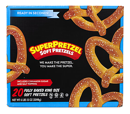 SuperPretzel Baked King-Size Soft Pretzels, 108.96 Oz, Pack Of 20 Pretzels
