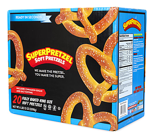 SuperPretzel Baked King-Size Soft Pretzels, 108.96 Oz, Pack Of 20 Pretzels