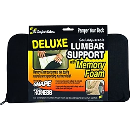 Master Memory Foam Lumbar Support Cushion 7 12 H x 12 12 W x 2 12 D Black -  Office Depot