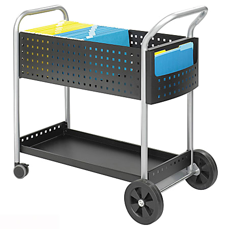 Safco&reg; Scoot&trade; Mail Cart, 40 3/4"H x 22 1/2"W x 39 1/2"D, Silver/Black