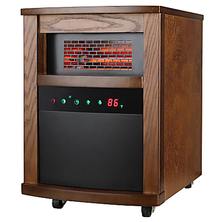 Comfort Glow® QEH1408 1,500-Watt-Max Infrared Cabinet Heater With Thermostat And Remote, 15-1/2”H x 12”W x 10-13/16”D, Brown