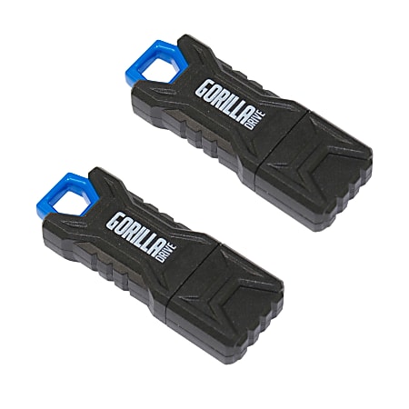 GorillaDrive Ruggedized USB 2.0 Flash Drive, 32GB, Pack Of 2