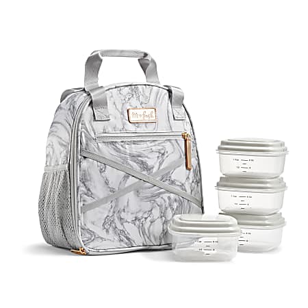 Fit & Fresh Carlie Athleisure Lunch Kit, 10-3/4”H x 5-1/2”W x 9-1/2”D, Gray