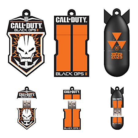 Call of Duty: Black Ops II USB 2.0 Flash Drive, 8GB, Badge/Columns/Bomb, Pack Of 3