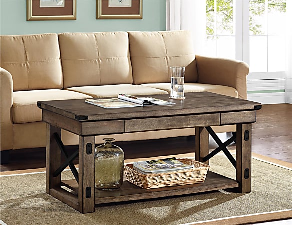 Ameriwood Home Wildwood Coffee Table Rectangular Rustic Gray - Office Depot