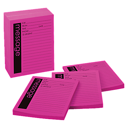 Post-it® Notes Printed Phone/Message Notepads, 4" x 5", Pink, 25 Sheets Per Pad, Pack Of 12 Pads