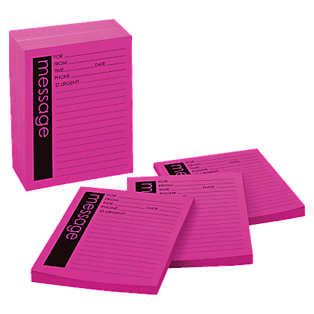 Post-it® Notes Printed Phone/Message Notepads, 4" x 5", Pink, 25 Sheets Per Pad, Pack Of 12 Pads