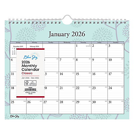2026 Blue Sky Monthly Wall Calendar 11 x 8 34 Rue Du Flore January To ...