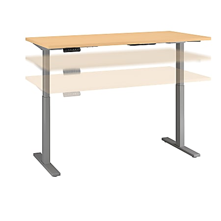 Bush Business Furniture Move 60 Series 60"W x 24"D Height Adjustable Standing Desk, Natural Maple/Cool Gray Metallic, Standard Delivery