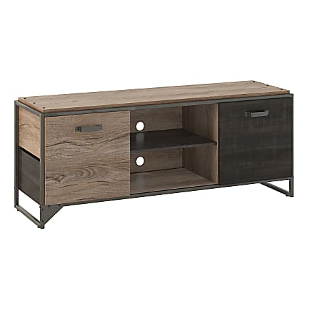 Bush Furniture Refinery 60"W TV Stand For 65" TVs, Rustic Gray/Charred Wood, Standard Delivery