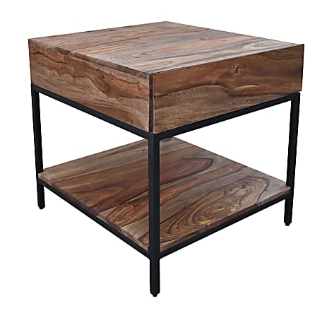 Coast to Coast Mercer End/Side Table, 24"H x 22"W x 24"D, Brownstone Nut Brown