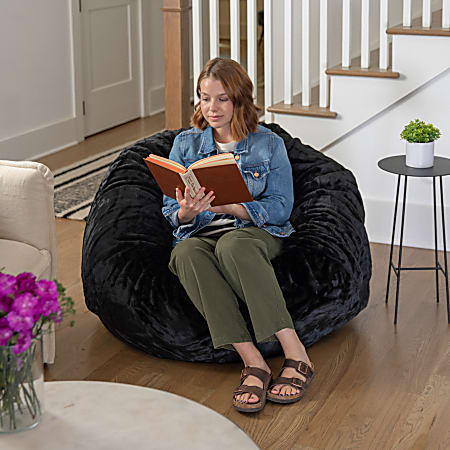 Black furry best sale bean bag