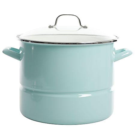 Kenmore Stainless-Steel Pot With Steamer Insert And Lid, 16 Quart, Blue