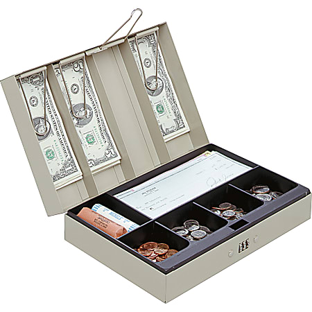 Cash Register Drawer Box With Money Tray & Combination 5 Compartments Lock 