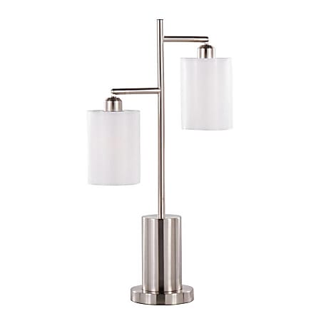LumiSource Cannes Table Lamp, 17”H, Nickel/White