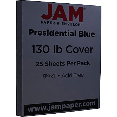 JAM Paper® Cover Card Stock, Letter Size (8-1/2" x 11"), 130 Lb, Navy Blue, Pack Of 25 Sheets