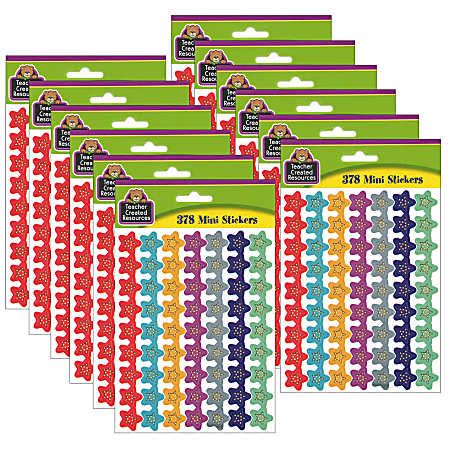 Teacher Created Resources® Mini Stickers, Marquee Stars, 378 Stickers Per Pack, Set Of 12 Packs