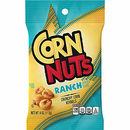 Corn Nuts Ranch Crunchy Corn Kernels, 4 Oz, Pack Of 12 Snack Bags