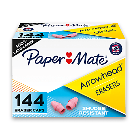 Paper Mate Pencil Cap Erasers Pink Pack Of 144 - Office Depot