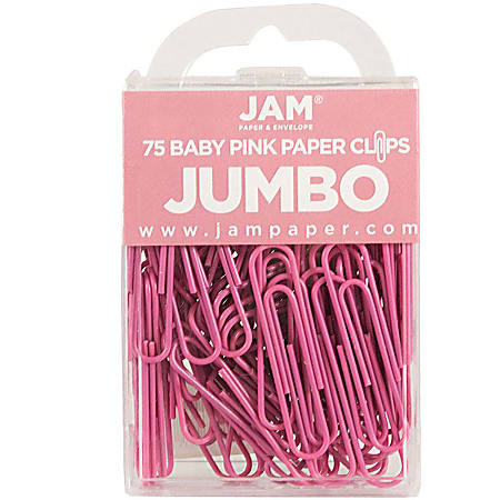 JAM Paper® Paper Clips, Pack Of 75, Jumbo, Pink